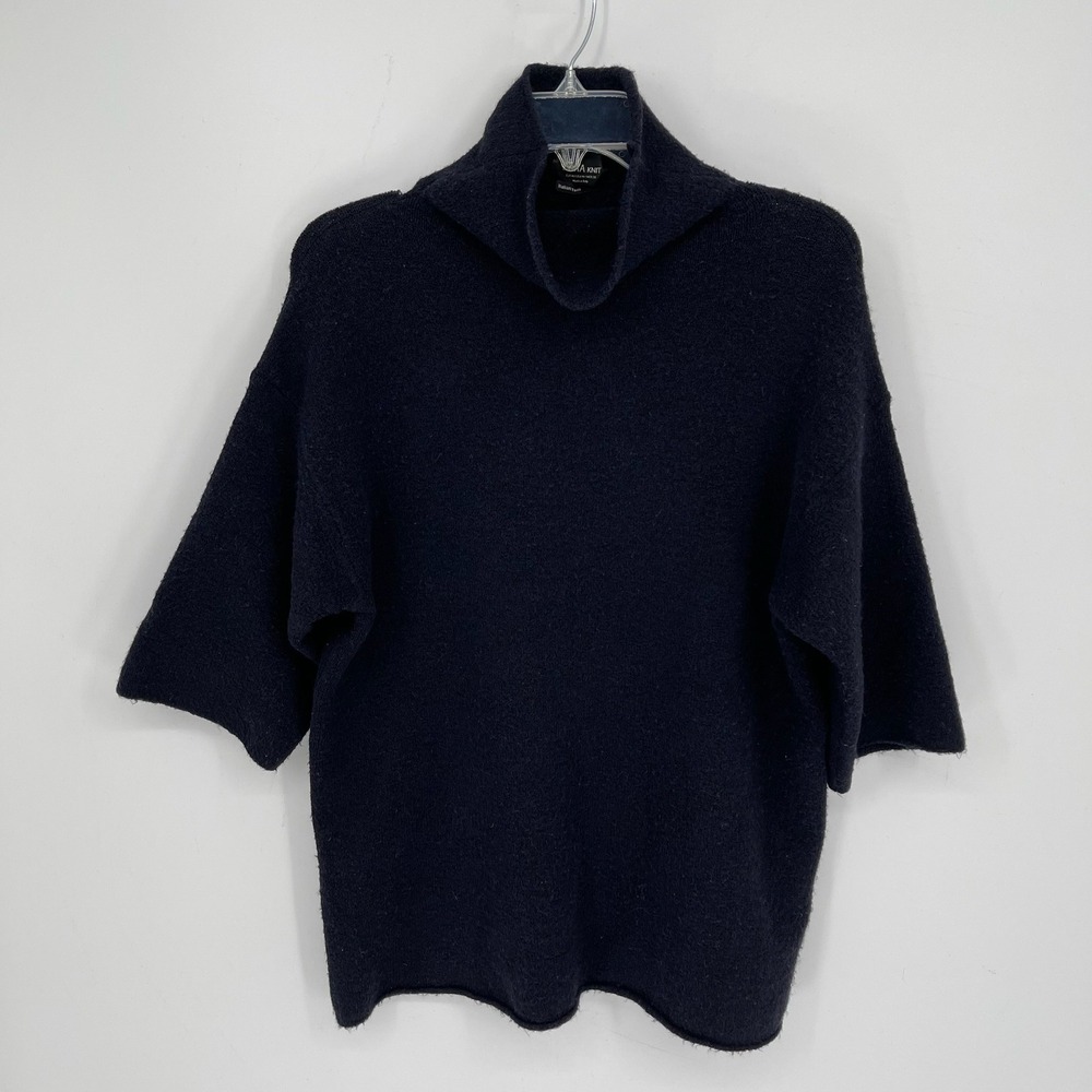 Zara Women's Black Italian Yarn Funnel Neck Pullover Oversized Sweater Size M